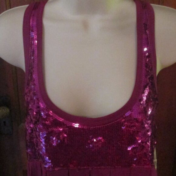 NWT LaROK CHIC Tunic Tank Fuschia Sequin Summer Dress NWT SIze Small - Picture 5 of 6